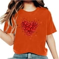 thumbnail image 2 of Shirts for Women Dgankt Women's Valentine's Day Short Sleeve Round Neck T-Shirt Letter Printed Solid Color Top, 2 of 6
