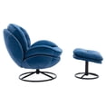thumbnail image 5 of Accent Chair with Ottoman, Upholstered Lounge Chair with Metal Base Mid-Century Modern Armchair Single Leisure Sofa Velvet TV Chair for Living Room, Bedroom, Reading Room, Office, Blue, 5 of 9