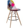 thumbnail image 5 of 2xhome - Set of 2 Multicolor - 29" Seat Height Modern Upholstered Fabric Bar Stool Barstool Counter Stools with backs and armless Natural Legs Wood Eiffel Legs Dowel-Leg, 5 of 9