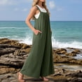 thumbnail image 4 of Women's Casual Wide Leg Jumpsuit Sleeveless Loose Fit Summer Romper with Pockets, 4 of 6