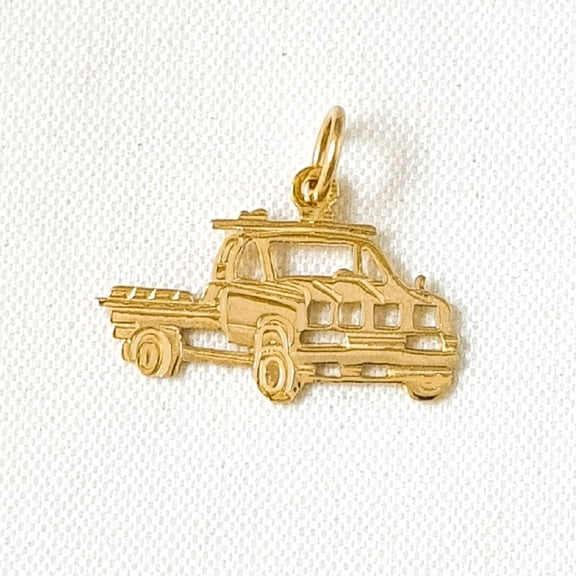 14K Yellow Gold Pickup Truck Charm Pendant