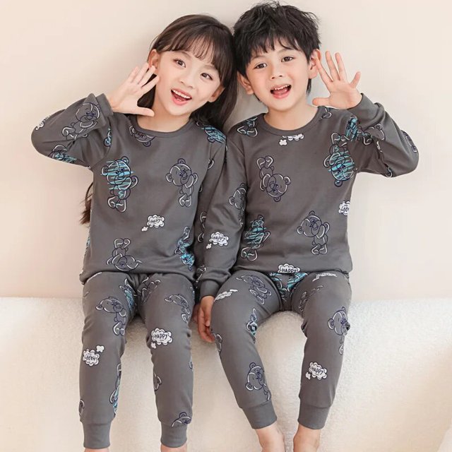 Pijamas navideños para niños y niñas, conjunto de algodón, ropa de dormir para el hogar, otoño e invierno, dos piezas