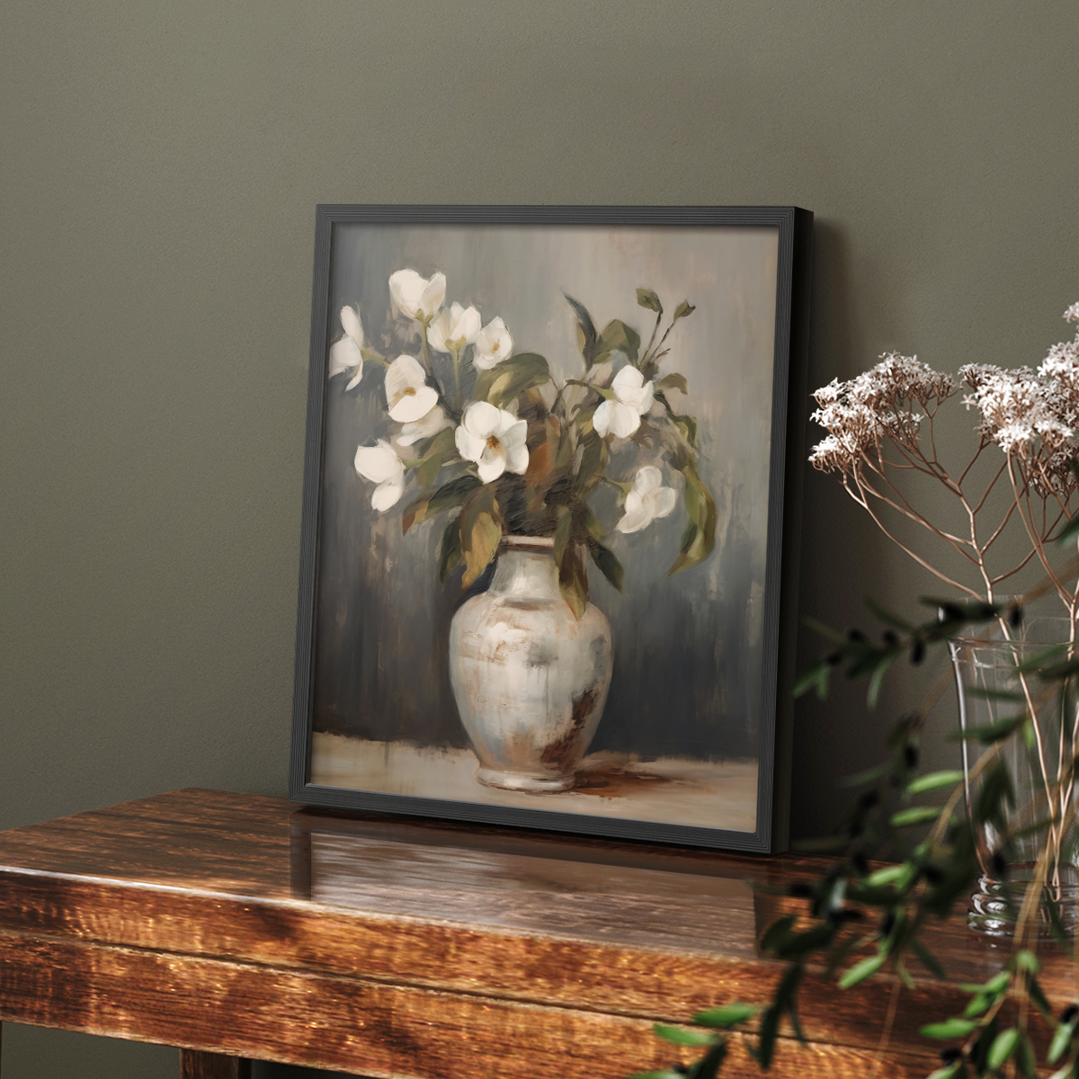 Vintage Floral Print XXII - 14in. x 11in. Vintage Framed Print in Black Wood Frame