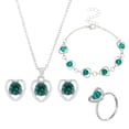 thumbnail image 1 of Conjunto de collar, pendientes y pulsera de cristal para mujer, regalo de San Valentín, collar de aleación., 1 of 5