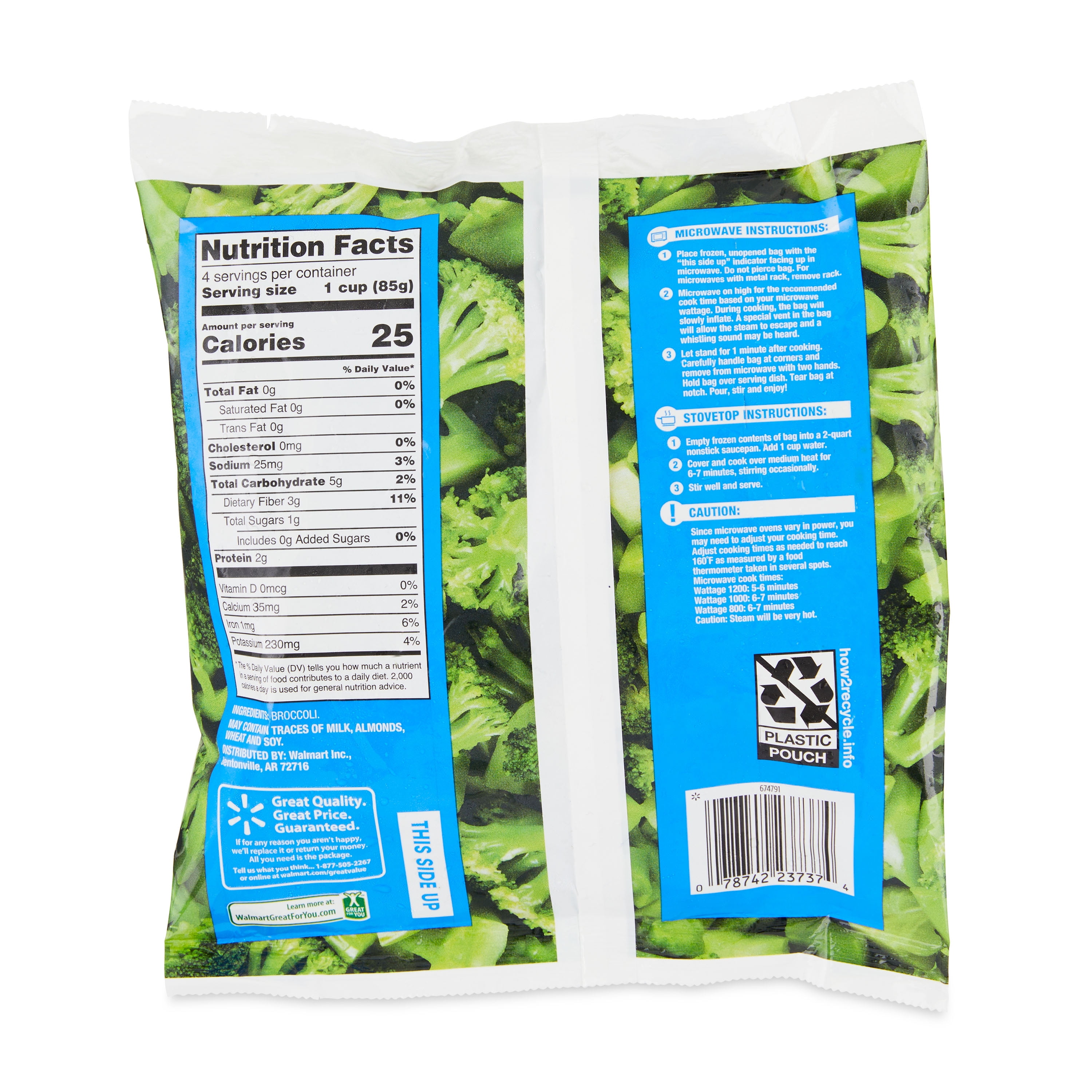 Great Value Broccoli Cuts, Steamable In Bag, 12 oz (Frozen)