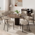 thumbnail image 1 of MALOL Dining Chairs Set of 6, Boucle Dining Room Chairs with Metal Legs & Curved Backrest & Thick Cushion, Modern Upholstered Teddy Fabric Sherpa Kitchen Side Chairs, Camel, 1 of 14