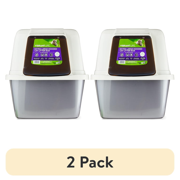 Vibrant Life Extra-Large Hooded Enclosed Cat Litter Box, White (2-Pack) photo 1