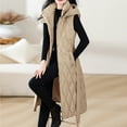thumbnail image 3 of FNFHFY Women's Long Puffer Vest Hooded Lightweight Sleeveless Quilted Jackets Thick Warm Winter Gilet Coats with Belt & Pockets, 3 of 6
