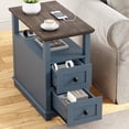 thumbnail image 2 of PLAMLE End Table for Living Room with 2 Drawers Farmhouse Narrow Sofa Side Table For Small Spaces Wooden Nightstand with Storage for Bedroom, Dorm, Office, 2 of 8