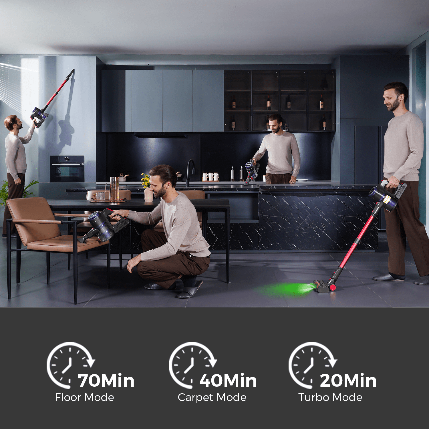 ARTSEA, Cordless Vacuum Cleaner, 600W, 55kPa Powerful Stick Vacuum