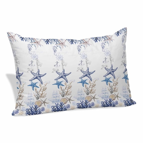 Starfish Pillow Covers 16"x24", Blue Ocean Coastal Coral Shell Nautical Boat Soft Brushed Microfiber Breathable Throw Pillow Covers, Pillowcase with Zipper for Couch Sofa Bedroom Living Room
