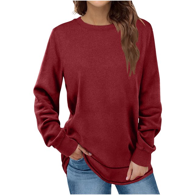 Puntoco Moda Mujer Otoño Invierno Sólido Cuello Redondo Jersey Manga Larga Tops Puntoco Puntoco-3660