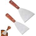 thumbnail image 1 of 2 Pieces Stainless Wood Handle Spatula Barbecue Plancha Spatula Stainless Steel Spatula, 1 of 5
