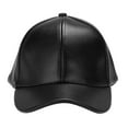 thumbnail image 1 of Unisex Leather Baseball Cap Outdoor Sport Adjustable Hat (Black), 1 of 9