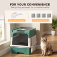 thumbnail image 6 of PawHut Cat Litter Box, Hooded Cat Litter Tray with Drawer Pan, 4 Deodorization Bags, Easy to Clean, Teal, 6 of 9