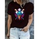 thumbnail image 1 of Camiseta De Verano Para Mujer, Moda Informal, Ropa Cómoda, Camisetas De Manga Corta MSimple Baseball Ice Cream Pattern Print T-shirt, Short Sleeve Crew Neck Casual Top For Summer & Spring, Women's C, 1 of 6