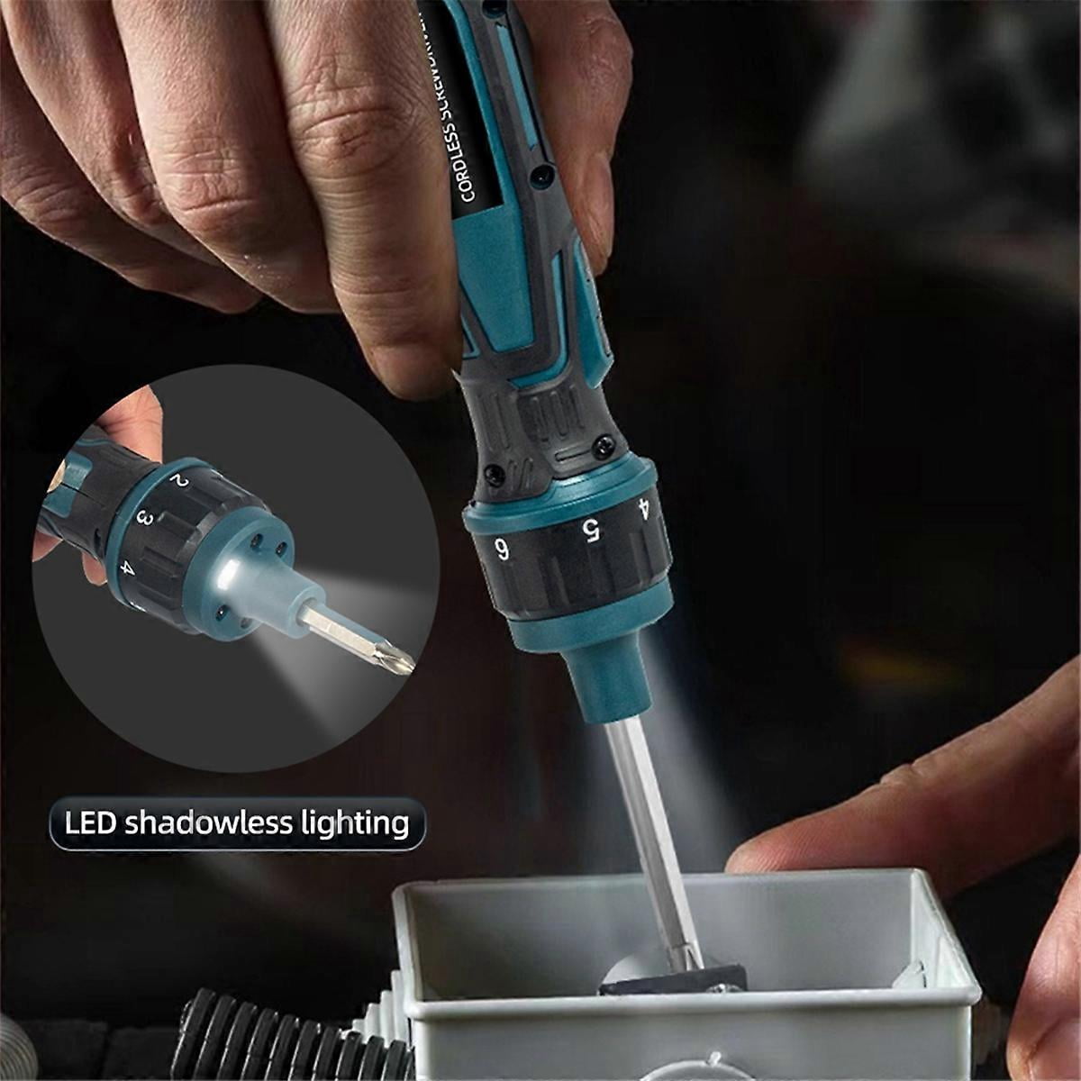 3.6V Cordless Electric Screwdriver Torque Precision Power Tool with Flashlight Screw Driver Bits Charging Handle