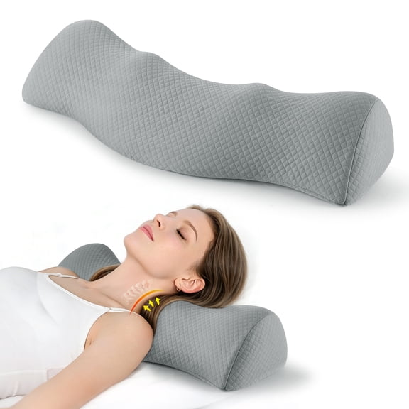 MOONORAH Cervical Neck Pillows for Pain Relief Sleeping, High Density Memory Foam Orthopedic Pillow, Ergonomic Roll for Support and Shoulder Relaxation, Neck and Spine Alignment in Bed, Office