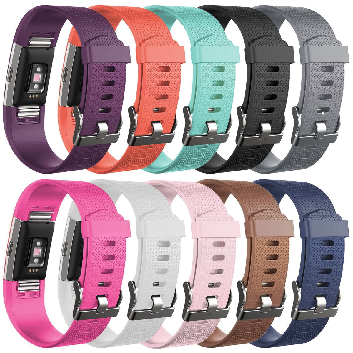 10 pack replacement wristband for fitbit charge 2 band silicone fitne