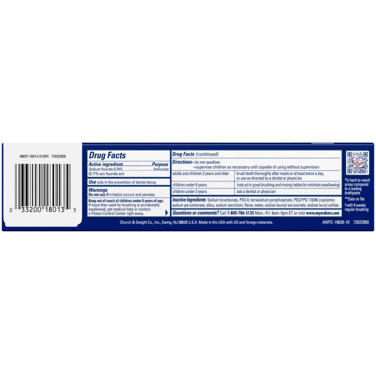 Arm & Hammer Advance White Extreme Whitening Toothpaste Clean Mint - 6 Oz- Pack Of 4