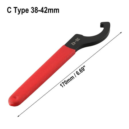 

C Hook Spanner Wrench Collet Chuck For38-42mm Round Nut With Red Non-Slip Hand Le C-Type 38-42mm