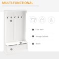 thumbnail image 3 of 3-in-1 Hall Tree with Coat Rack and Storage Bench, Cream White Entryway Organizer with 5 Metal Hooks and Hinged Seat, MDF Wood Bench for Hallway, Mudroom or Laundry Room, 3 of 7