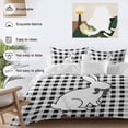 thumbnail image 3 of Queen 4 Piece Bedding Set Happy Easter Bunny Silhouette Bow Soft Breathable Duvet Cover and Pillowcase, Black White Plaid Duvet Cover Set Bed Sheets for Bedroom Dormitory Guest Room, 3 of 9