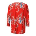 thumbnail image 5 of Hauts pour Femmes 2023 Mode Féminine T-shirt Imprimé Manches 3/4 Blouse Col Rond Hauts Décontractés Femmes Hauts Grande Taille en Liquidation, 5 of 5