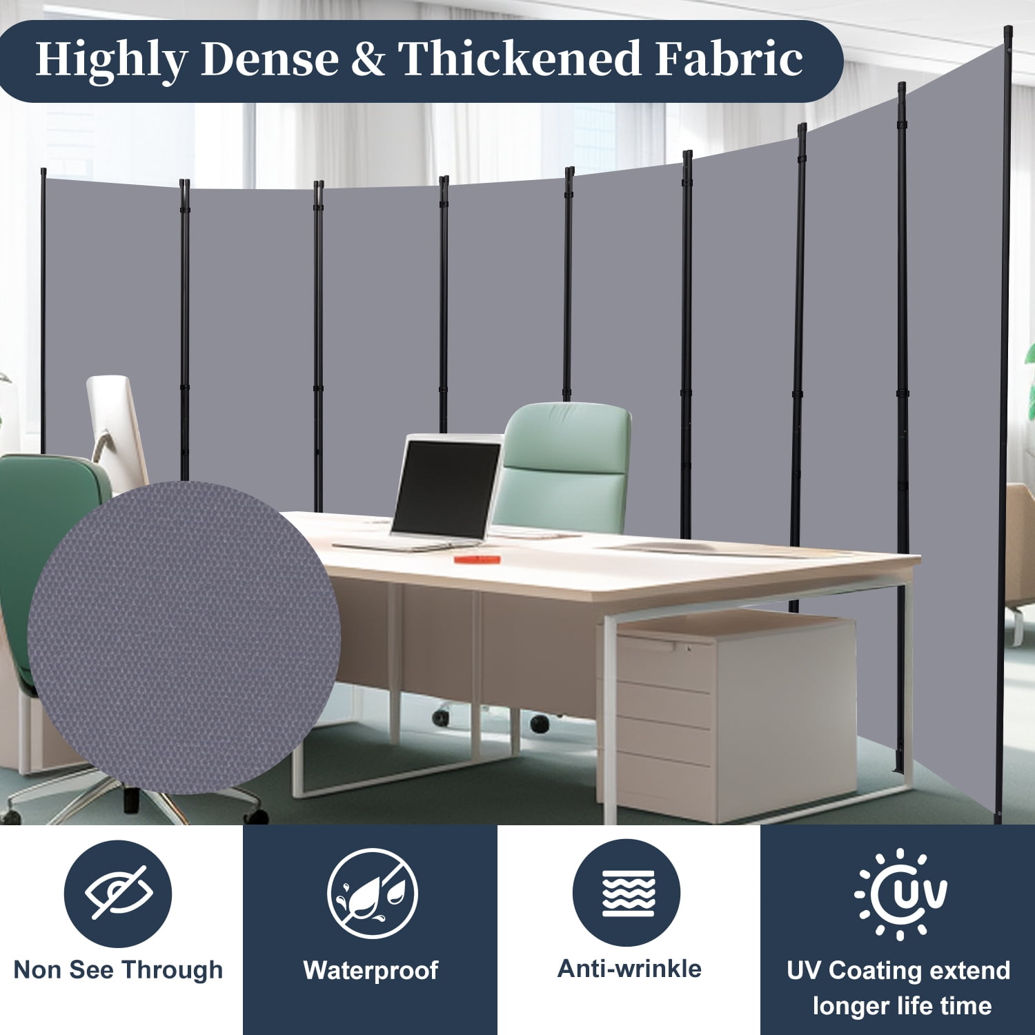 Room Divider Folding Privacy Sceens 8 Panel Partition Room Dividers 88'' Room Divider Wall Screen, Upgrade (Wider Feet) Portable Temporary Wall for Room Separation Wall Divider for Home Office Dorm