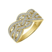 Keepsake Diamond-Accent Interlaced Anniversary Band in 18K Yellow Gold over Sterling Silver