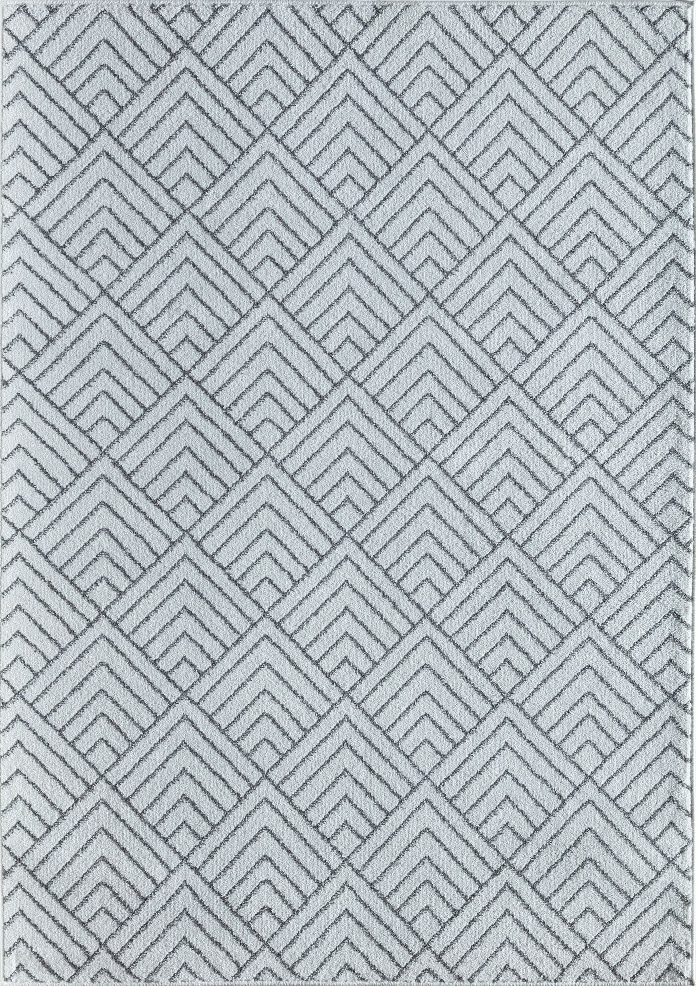 Mason Brooks Azure AZ10B Deco White Geometric Contemporary Ivory Area Rug, 8'3" X 10'0"