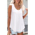 thumbnail image 3 of Gdvsclr Womens Tank Tops Sleeveless Eyelet Embroidery Scoop Neck Loose Fit Casual Summer Flowy White XL, 3 of 6