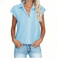 thumbnail image 2 of Ayolanni Blue Womens Shirts Casual Short Sleeve Solid Button-Up Shirts T Shirts for Teen Girls 5x, 2 of 5