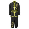 thumbnail image 5 of Doomiva Kids Boys Girls Kung Fu Suit Unisex Children Dragon Embroidery Tai Chi Outfit Chinese Martial Black 150, 5 of 7