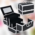 thumbnail image 2 of Neceser Maquillaje, 3 Nivele con Espejo Estuche de Maquillaje, Maletin para Maquillaje Multifunción, Caja de Maquillaje Profesional, Cosmetiquera para Maquillaje de Viaje Guarda (Negro), 2 of 4