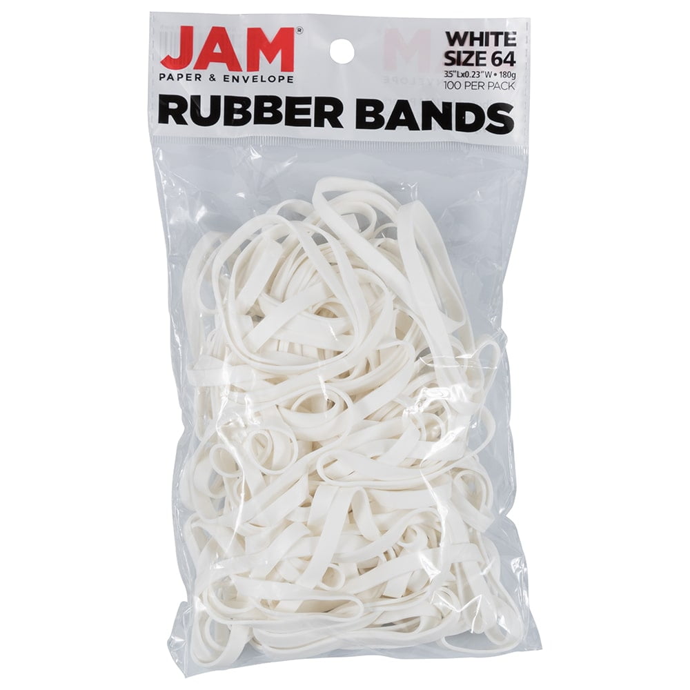 JAM Rubber Bands, White, Size 64, 100 Per Pack