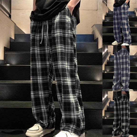 BXSRUTA Men's Casual Joggers With Pockets Brushed Warm Thick Soft Lounge Pants Elastic Waist Drawstring Comfortable Long Trousers for Hiking