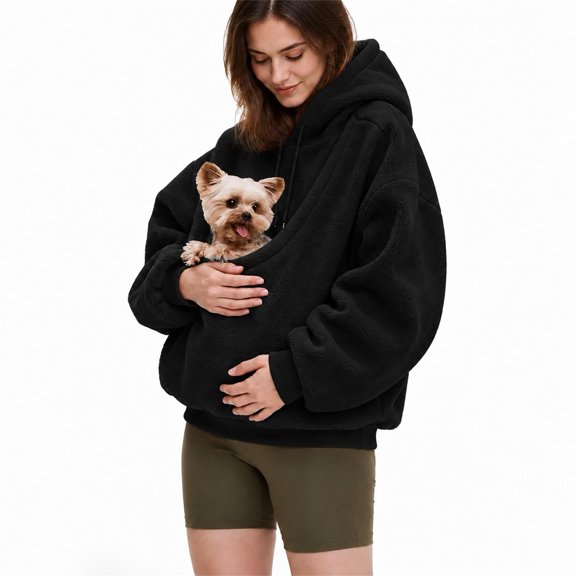 Cat Carrier Hoodie, Pet Pouch Hoodie with Front Pocket, Oversized Hooded Pet Carrier for Cats & Dogs