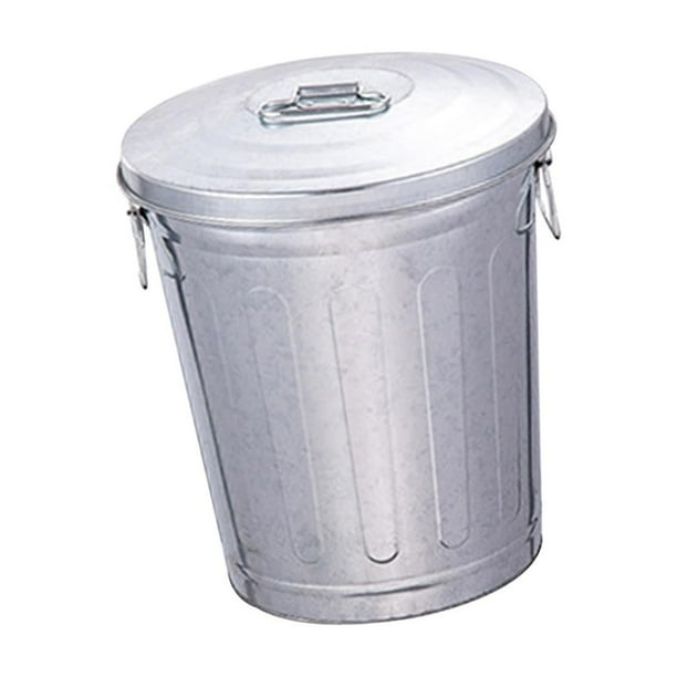 Cubo de basura metálico para exteriores con dos asas, multifuncional, para jardín, patio y almacenamiento. 23 litros