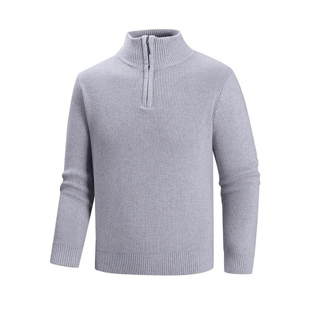 pstuiky camisas de manga larga para hombre, Suéter informal de moda para hombre, con cuello alto, media cremallera, elástico, capa base, tejido de manga larga Tops de talla grande para hombre l