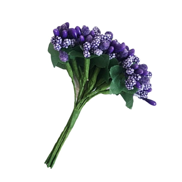 12 mini estambres artificiales de bayas, para decorar bodas, Navidad, álbumes de recortes, etc. (morado)