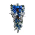 thumbnail image 1 of GUOOL Christmas Teardrop Bow Swag Artificial Wreath for Front Door Home Xmas Decor Blue, 1 of 9