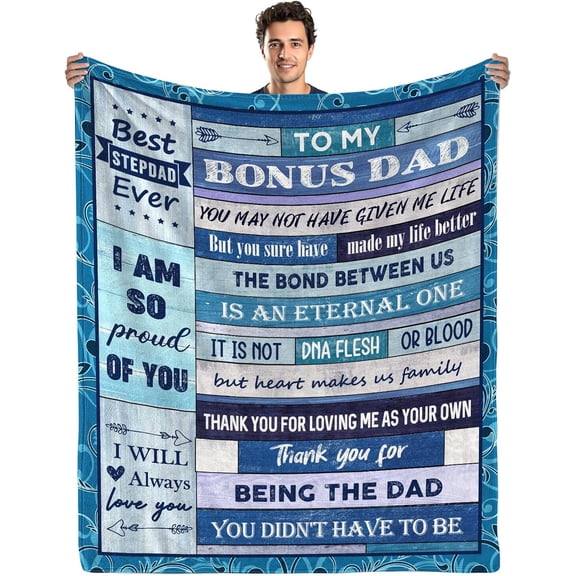 Step Dad Gifts from Daughter Fathers Day Blanket Gifts Bonus Dad Throw Blankets from Son to Stepdad Birthday Christmas Thanksgiving Gifts Blankets 50"x60"