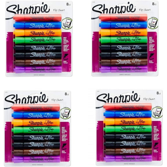 Sharpie 22480PP Flip Chart Markers, Bullet Tip, Assorted Colors, 32 Markers