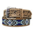 thumbnail image 3 of 38  Western 2" Wide Floral Tooled Beaded Inlay Genuine Leather Belt 26FK33U2, 3 of 3