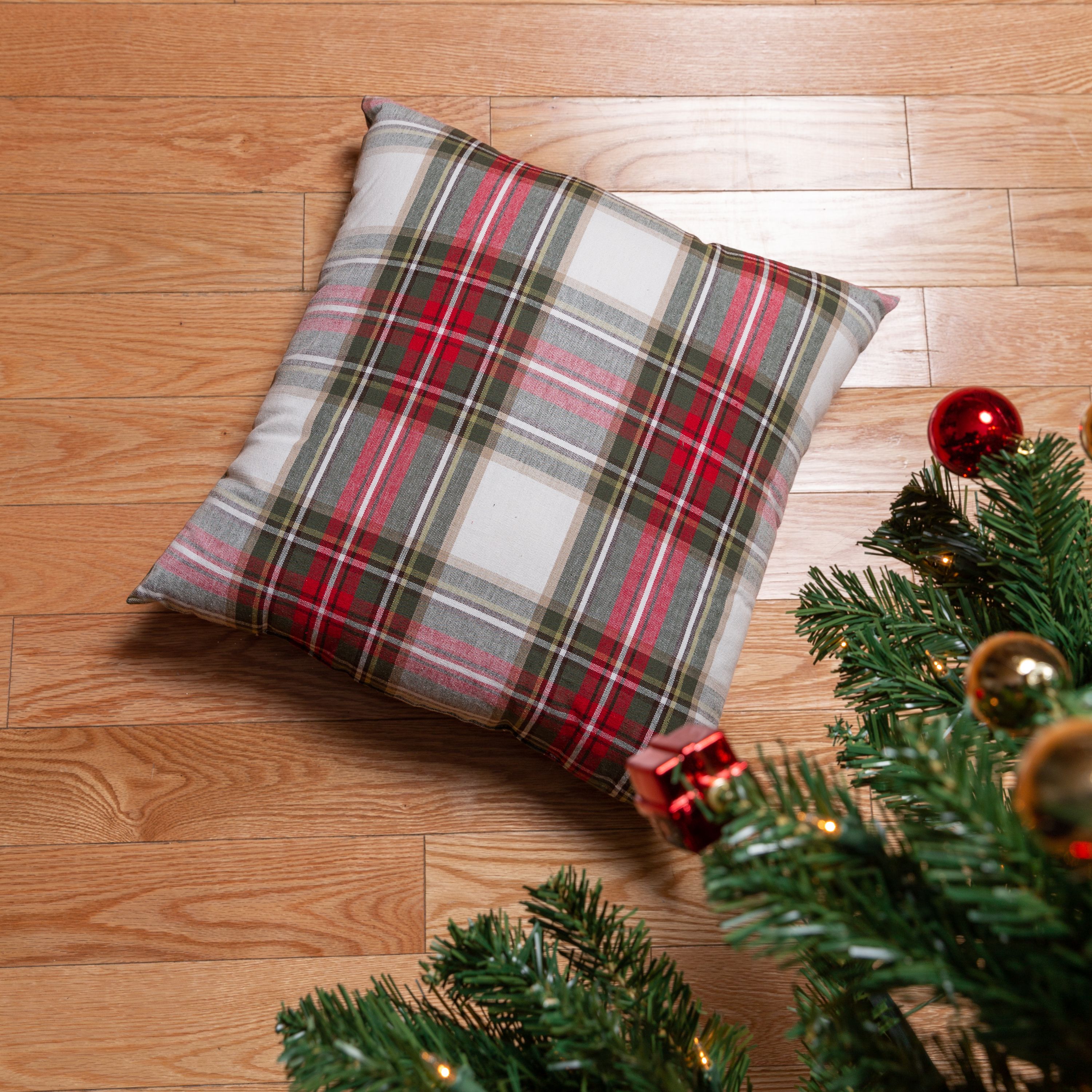 Fabstyles Celebration Plaid 2 Piece Cushion Set with 100% Cotton Cover