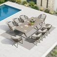 thumbnail image 3 of PURPLE LEAF 9 Pieces Patio Dining Set, Rectangular Aluminum Outdoor Table and 4 Wicker Chairs with Cushions for Garden Kitchen and Porch, Champagne, 3 of 10