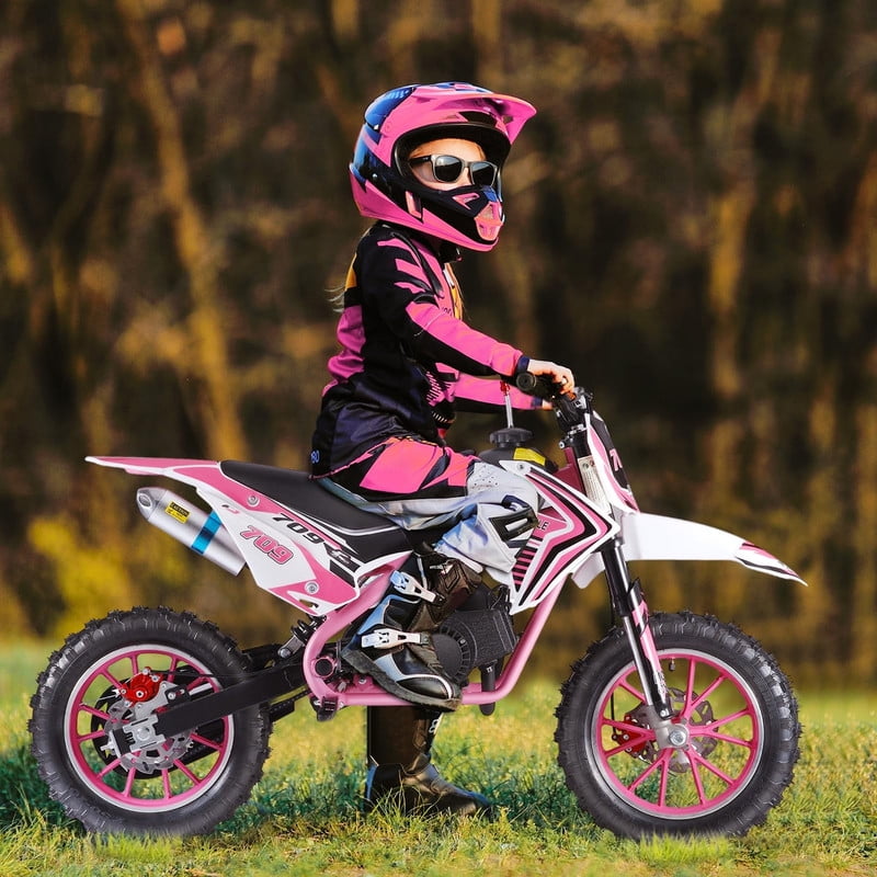 49cc Kids Dirt Bike, Upgrade Gas Dirtbike Off Road Mini Motorcycle Gas Power Motocross Vehicles, Children Pocket Motorbike with Dual Disc Brakes, Ideal Gift for 8-16 Boys Girls, Loading 220LBS