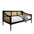 thumbnail image 4 of Home Design Elko Twin Daybed with Natural Wood Grain Frame, Rattan Accents, Durable Solid Wood, Stylish Seating and Sleeping Solution, Black, 4 of 10