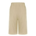thumbnail image 6 of Fsgntruao Bermuda Shorts for Women Elastic Waist Knee Length Casual Loose Drawstring Capri Pants with Pockets Wide Leg Summer Shorts, 6 of 6